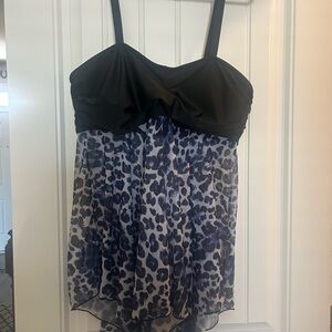 Black and purple Leopard Print swim dress